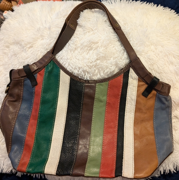 Lucky Brand Handbags - Lucky Brand Multi Color Leather BOHO Y2K Tote Handbag